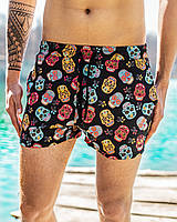 Шорты мужские пляжные летние Kolorovi cherepy Купательные шорты Плавательные шорты с сеткой