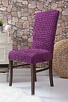 Набір чохлів натяжних 6 штук на стільці універсальний розмір, креш Туреччина фіолетовий