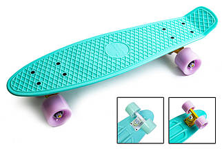 Скейт Пенні борд Penny Board Original 22 бірюзові дошки фіолетові колеса