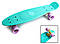 Скейт Пенні борд Penny Board Original 22 бірюзові дошки фіолетові колеса, фото 3