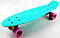 Скейт Пенні борд Penny Board Original 22 бірюзові дошки фіолетові колеса, фото 7