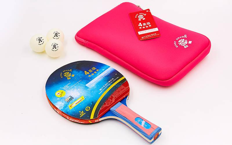 Набір для настільного тенісу GIANT DRAGON Offensive 4 зірки MT-6540 1 ракетка + 3 м'ячі з чохлом, фото 1
