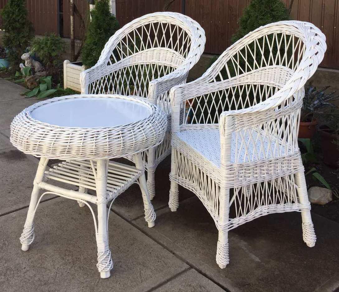 Білі меблі з журнальним столом  меблі з лози біла з 2 кріслами меблі білі з ротанга
