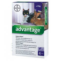 Краплі Bayer Advantage Адвантікс ® 80 від зараження блохами для котів більше 4 кг (4 піпетки*0.8 мл)
