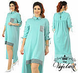 Ошатне літнє батальне пряме плаття з довгою спинкою р. 48-54. Арт-2145/42, фото 2