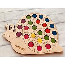 Дерев'яна гра сортер Равлик міні з фішками Познавалка 44090800  Poznavalka