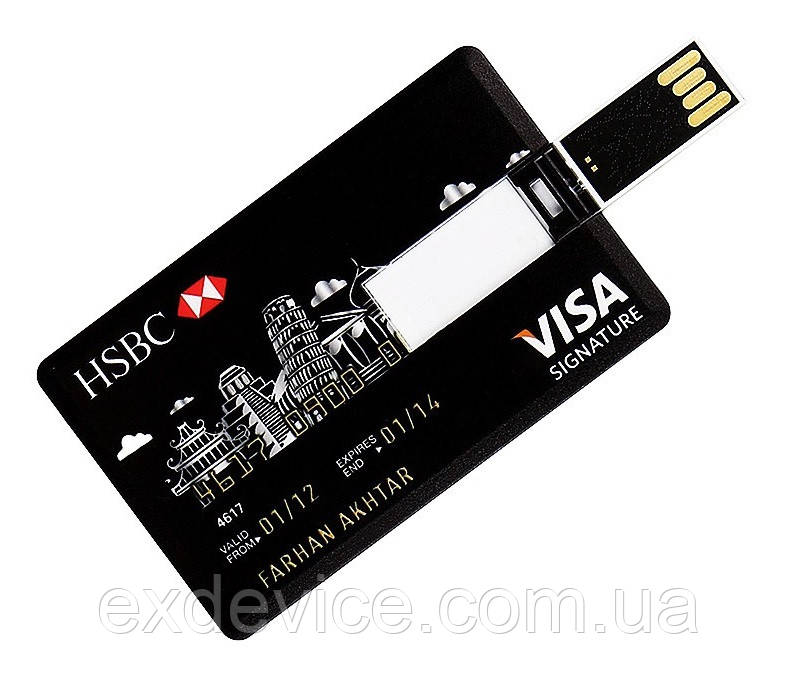 Флешка у вигляді кредитної картки VISA HSBC 16GB чорний