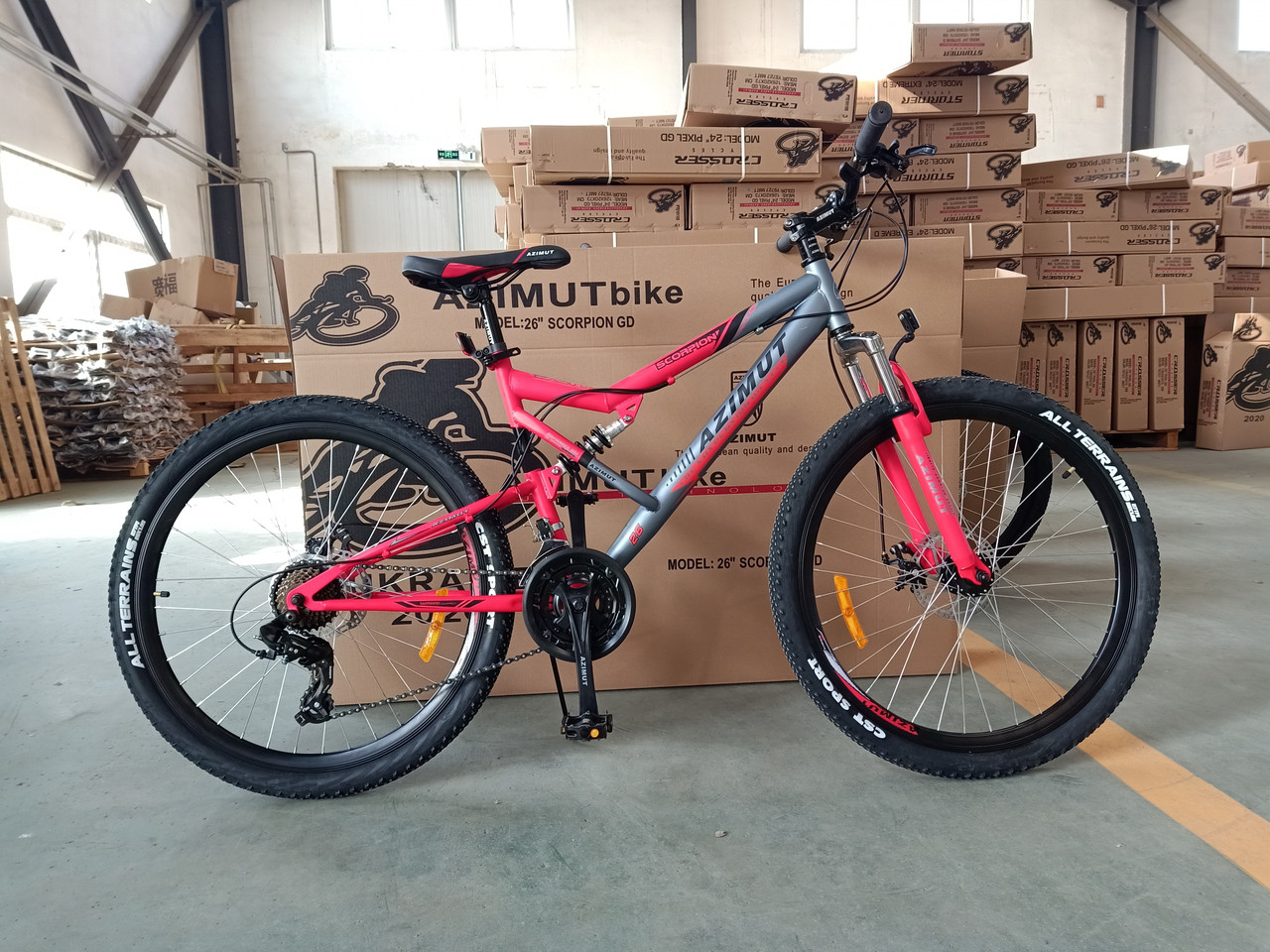 Гірський велосипед Azimut Scorpion 26 дюймів. Червоно-чорний