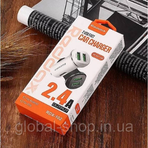 Автомобільний зарядний пристрій Reddax RDX-102 (2.4A, white, 2 Usb)