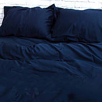 Сатиновое однотонное постельное белье, размер, евро, цвет темно-синий