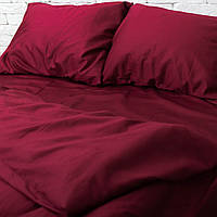 Сатиновое однотонное постельное белье, размер, евро, цвет бордо