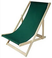 Складной лежак садовый пляжный дачный из бука или дуба зеленого цвета