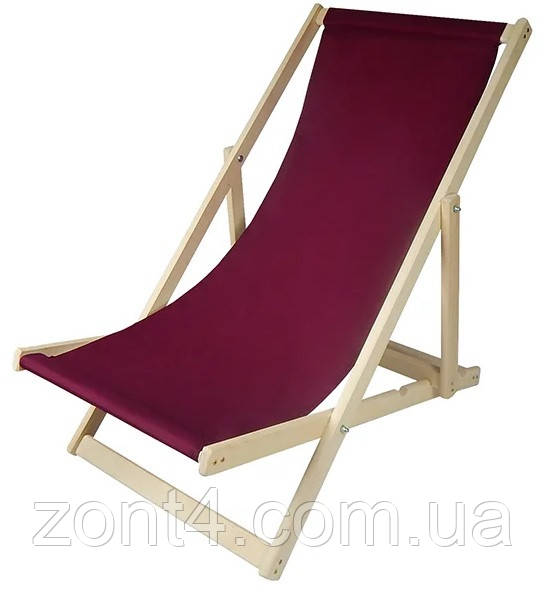 Складний лежак садовий пляжний дачний з бука або дуба бордового кольору