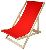 Складной лежак садовый пляжный дачный из бука или дуба красного цвета