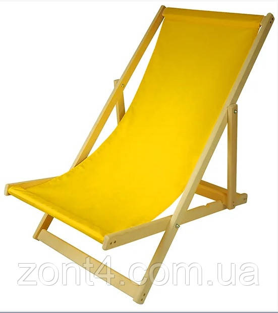Складной лежак садовый пляжный дачный из бука или дуба желтого цвета