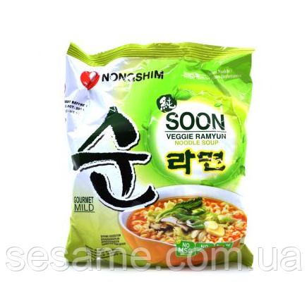 Корейська локшина Nong Shim Soon Veggie Ramyun швидкого приготування 112g (Корея)