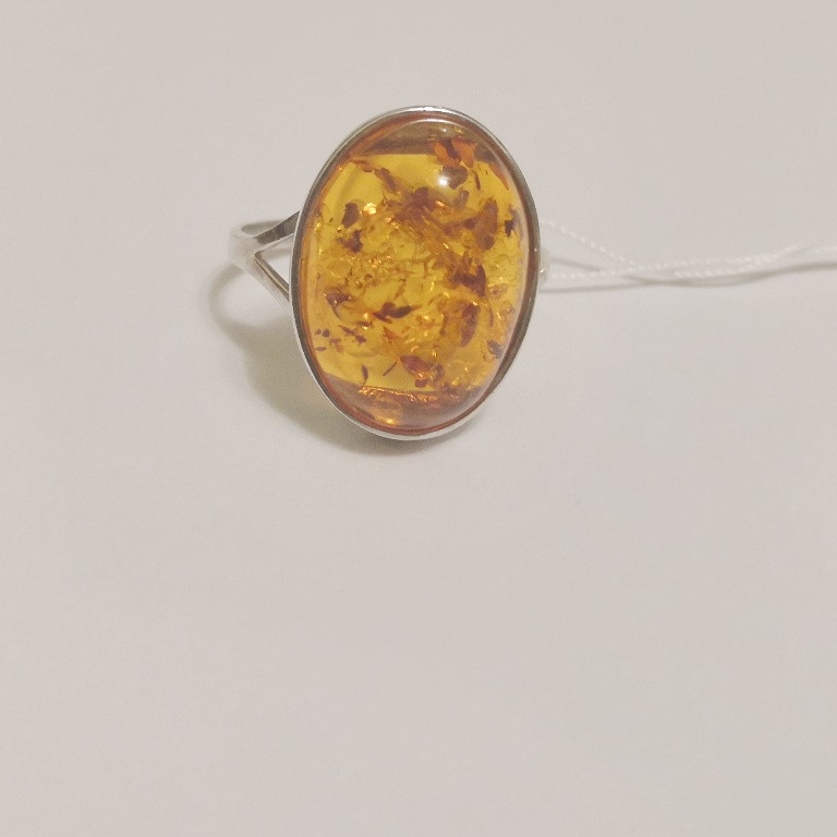 Кольцо серебряное с натуральным янтарём Виолетта - фото 1 - id-p1165984768
