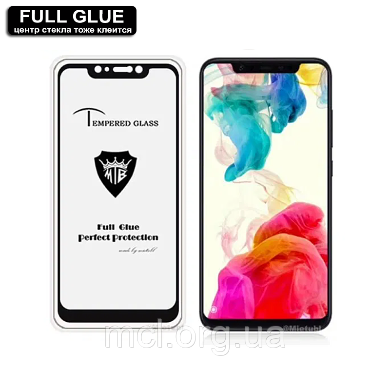 Захисне скло Full Glue Xiaomi Pocophone F1 (Black) - 2.5 D Повна поклейка