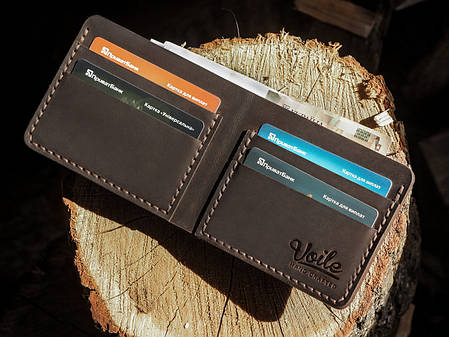 Чоловічий шкіряний гаманець ручної роботи VOILE vl-mw1-brn, фото 2