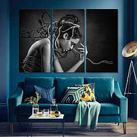 Современная черно-белая  картина Девушка в веревках. Стиль в деталях! 70, 3, 60