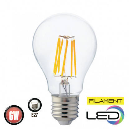 Світлодіодна лампа FILAMENT GLOB-6 6W A60 Е27 4200K Код.59730, фото 2