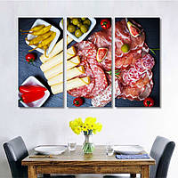 Модульна картина IDEAPRINT "Натюрморт з ковбасою". 3, 90, 60