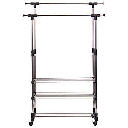 Підлогова вішалка для одягу на коліщатках Double Pole WJF003