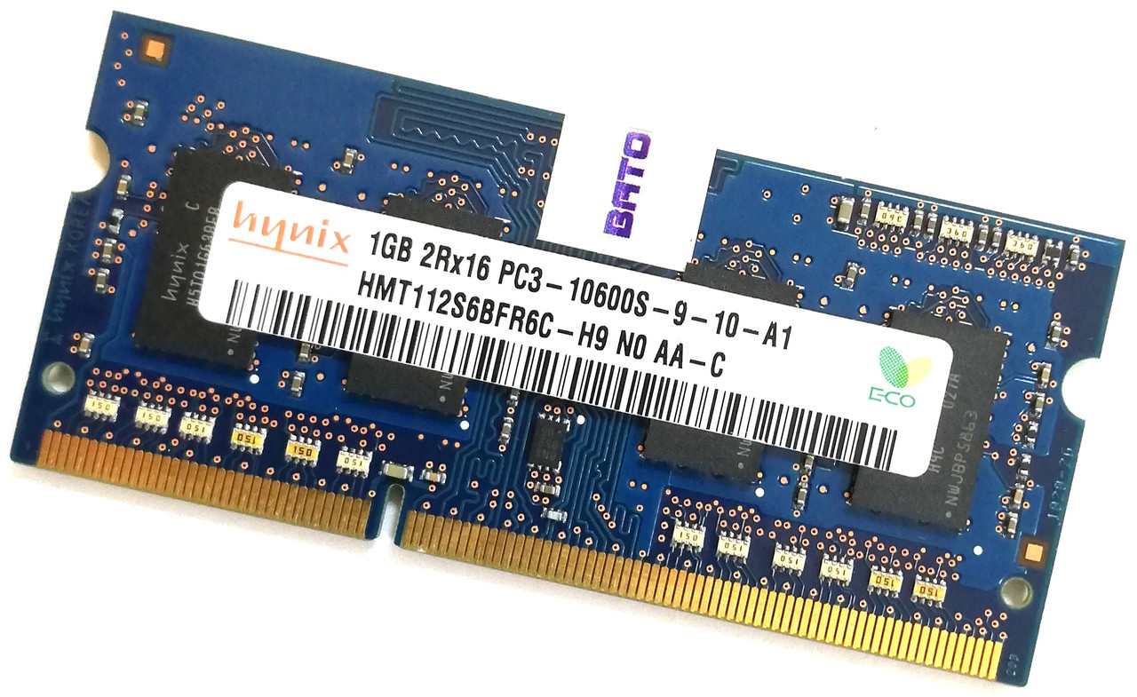 Оперативна пам'ять для ноутбука Hynix SODIMM DDR3 1 Gb 1333 MHz 10600S 2R16 CL9 (HMT112S6BFR6C-H9 N0 AA-C) Б/У