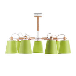 Стильна люстра з салатовими абажурами для великої кімнати