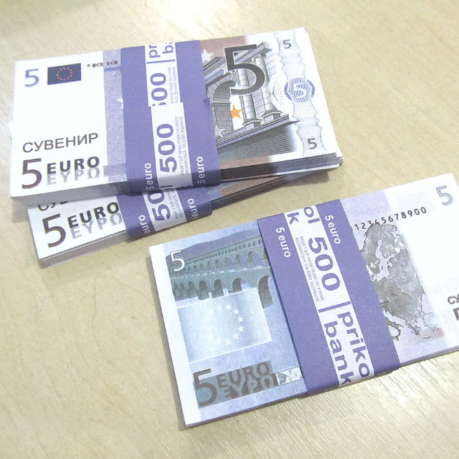 Хит! Деньги Прикол в Пачке 5 евро 80 шт/уп, муляжные деньги