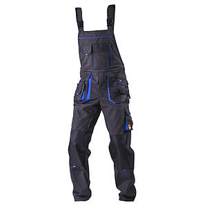 Напівкомбінезон робочий STEELUZ, темно-сірий/волошка, тк.canvas (65%п/е+35%х/б)