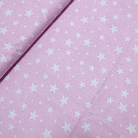 Тканина з дрібними білими зірочками на ніжно-рожевому тлі, ширина 160 см