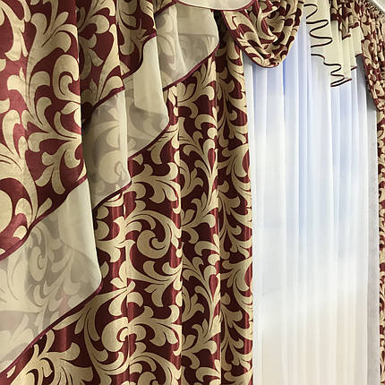 Штори в зал спальню готові №243 3,5м бордо, фото 2