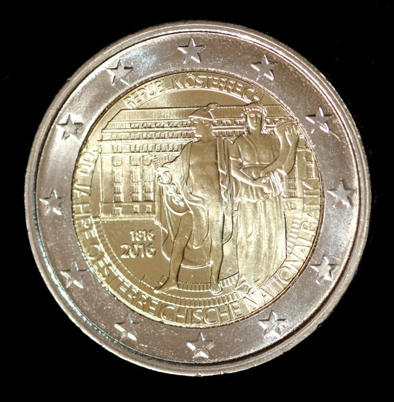 Монета Австрії 2 євро 2016 р. 200 -річчя Австрійському національному банку