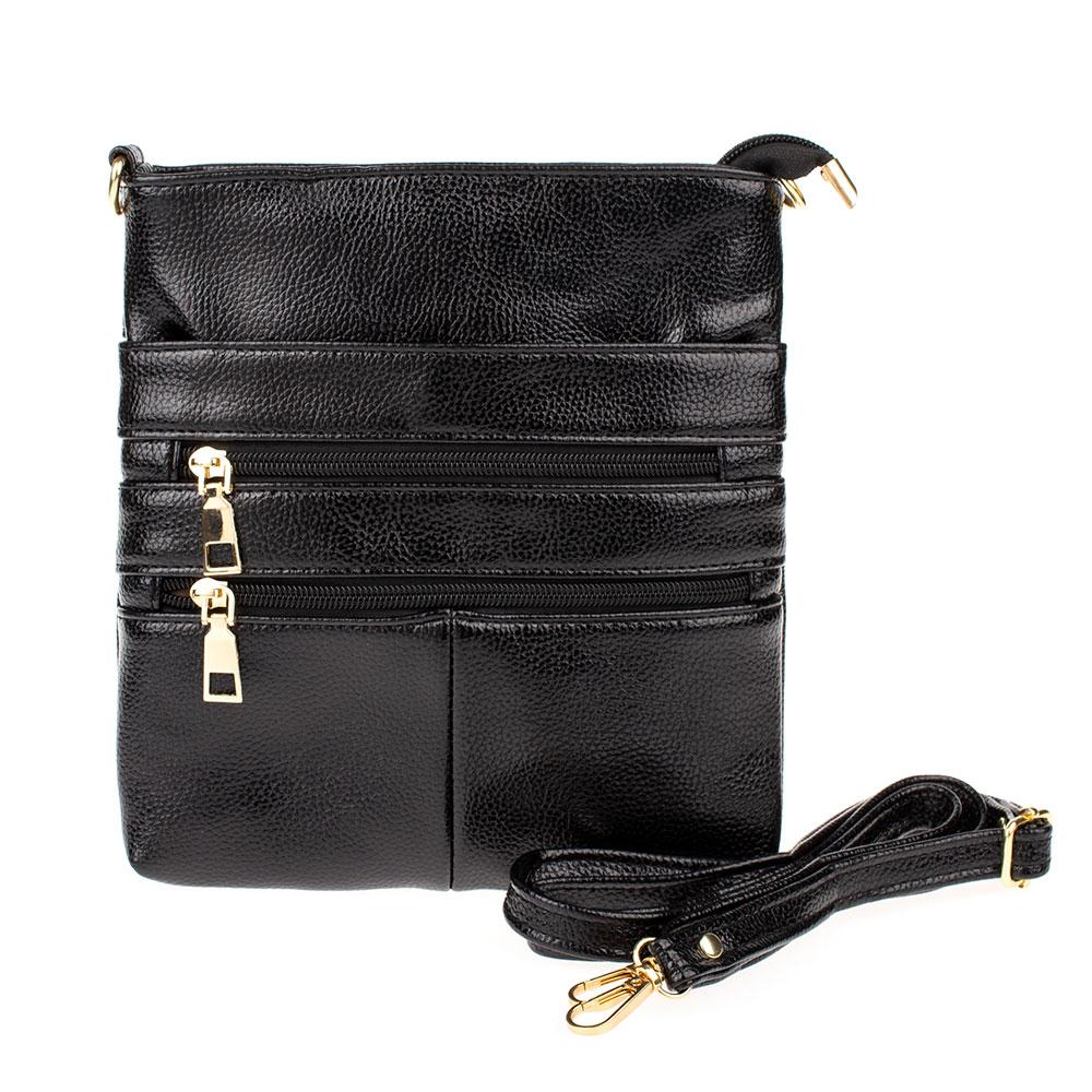 Жіноча сумка-планшет на 6 відділень через плече KAFA чорна