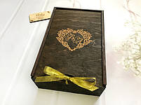 Подарункові бокали для молодят богемське скло в дерев'яній коробці з ініціалами Палісандр, фото 5