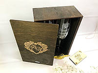 Подарункові бокали для молодят богемське скло в дерев'яній коробці з ініціалами Палісандр, фото 3