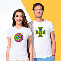Парные футболки с принтами "Прикордонник та Дружина прикордонника" (эмблеми) XS, Белый Push IT