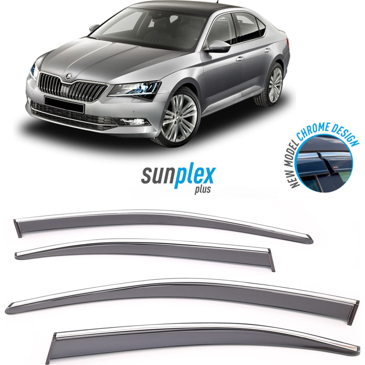 Дефлектор на вікна SUNPLEX (вітровики) Skoda Superb 2015+ PLUS-1-022-002