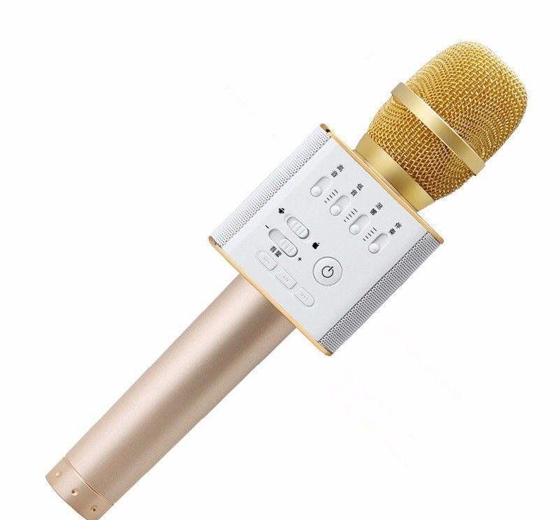 Мікрофон караоке Q9 MK портативний бездротової з динаміком і чохлом золото