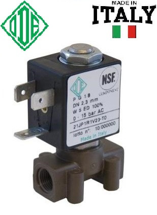 Електромагнітний клапан для повітря, СО2, аргона 1/8", НЗ, 21JPAR1V23 ODE Italy, FKM, 140 °C нормально закритий