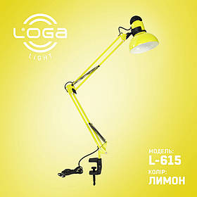 Настільна лампа на струбцині висока з вимикачем на плафоні, Е27, "Лимон" LOGA