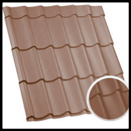 Металочерепиця ⁇ Арсенал Центр ⁇ 0,45 мм RAL 8017 (коричневий мат) Італія., фото 1