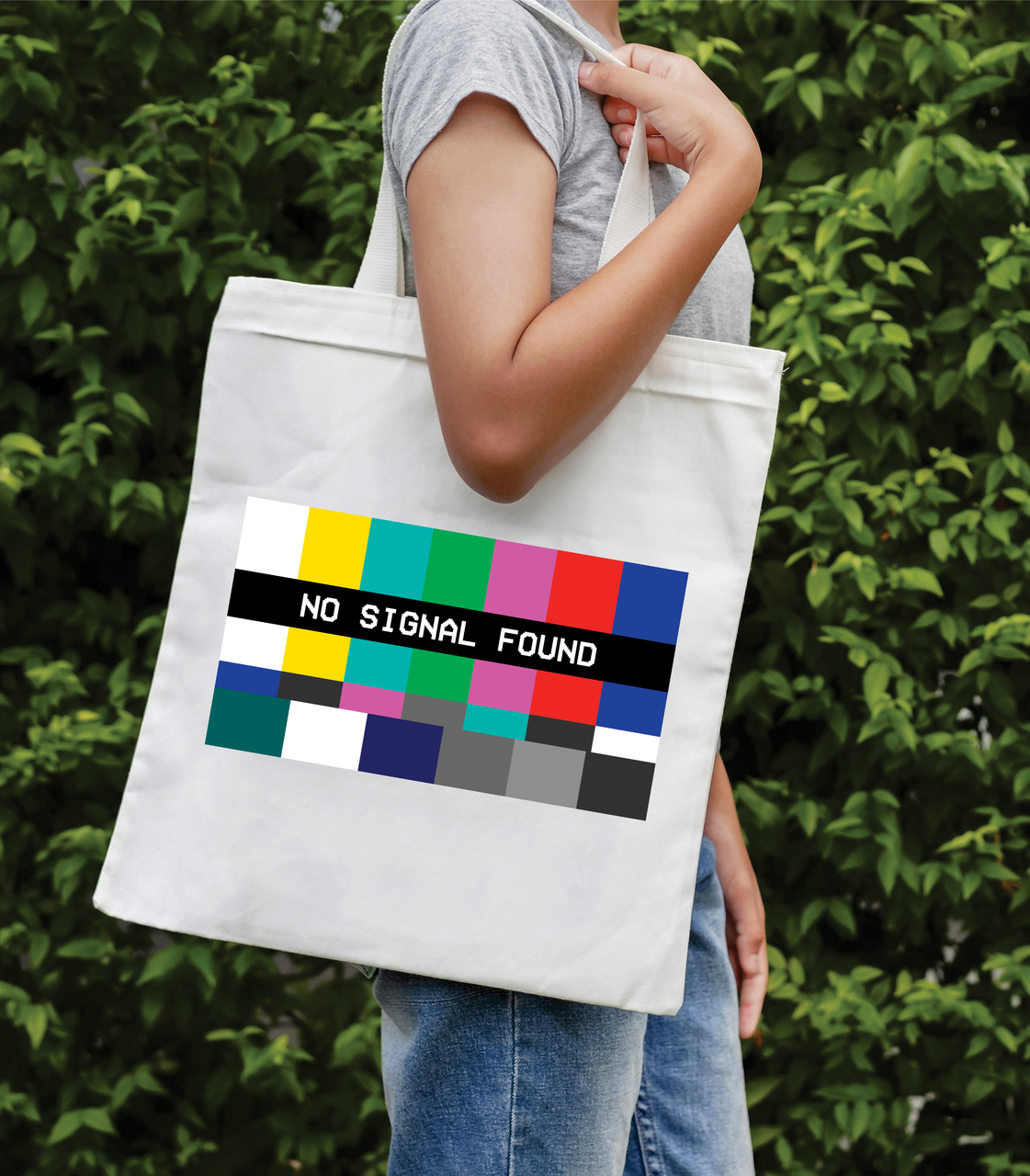 Сумка-шопер з яскравим принтом No Signal, фото 1