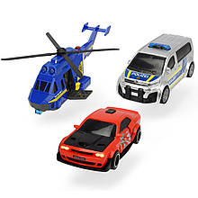 Ігровий набір Поліцейська гонитва вертоліт і 2 машинки світло-звук Dickie 3715011