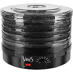 Сушка для фруктів Vinis VFD-361B (360Вт, 35-70°С, 5 лотків, термостат, автовимкнення, регульовані піддони)