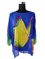 Блузон шифоновий з метеликом синій C1524