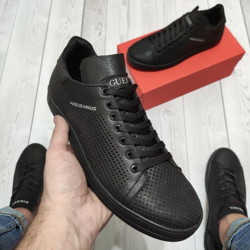 Кеди кросівки шкіряні з перфорацією Guess los angeles