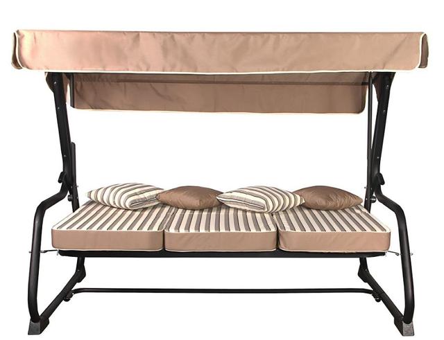 Диван-качели AURORA матрас тексилк бежево-серые полоски, 9709, Тент тексилк тортора однотонный, 2709, Поролон (5) Диван-качели AURORA матрас тексилк бежево-серые полоски, 9709, Тент тексилк тортора однотонный, 2709, Поролон (5)