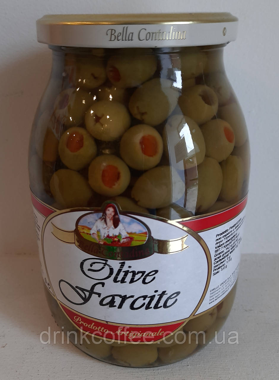 Оливки Olive Farcite Bella Contadina фаршировані перцем Італія 1062ml